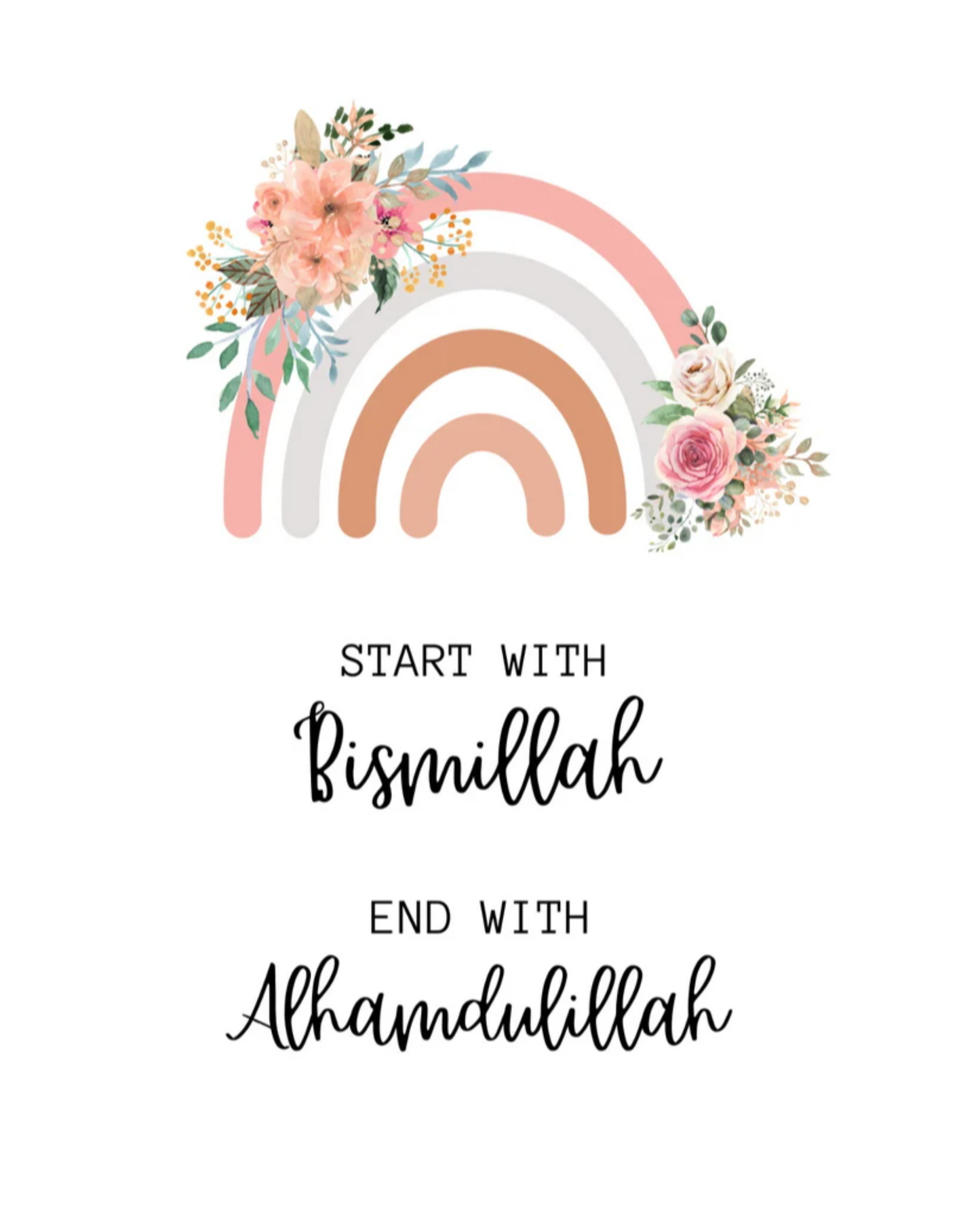 Custom Name Floral Prints | 3 Prints | Aytal Kursi & Name, Alhamdulilah Bismillah